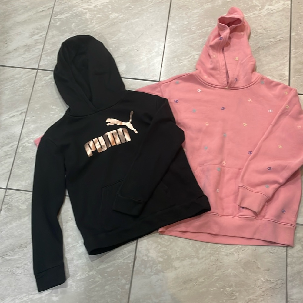 2 sweatshirts with hood 1 from Champion and 1 from Puma
